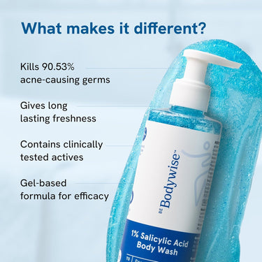 Be Bodywise 1% Salicylic Acid Body Wash 750ml | Helps to Prevent Body Acne & Cleanse Skin | Paraben and SLS free | Pack of 3